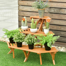 Load image into Gallery viewer, 3 Tiers Wooden Corner Plant Ladder Pot Holder Rack