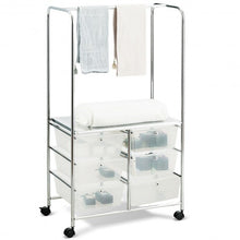 Load image into Gallery viewer, 6 Drawer Rolling Storage Cart with Hanging Bar -Clear