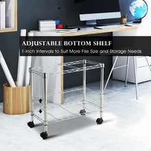 Load image into Gallery viewer, Metal Rolling File Cart for Folder Storage-Silver