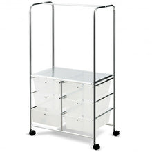 Load image into Gallery viewer, 6 Drawer Rolling Storage Cart with Hanging Bar -Clear