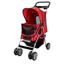 Load image into Gallery viewer, Large Deluxe Folding 4 Wheels Pet Dog Cat Carrier Stroller 8 Colors Choice Rose