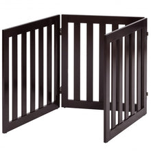 Load image into Gallery viewer, 24'' Folding Standing 3 Panels Wood Pet Fence-Brown