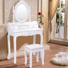 Load image into Gallery viewer, White Vanity Makeup Dressing Table with Mirror + 3 Drawers