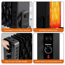 Load image into Gallery viewer, 1500 W Oil-Filled Heater Portable Radiator Space Heater w/ Adjustable Thermostat