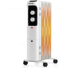 Load image into Gallery viewer, 1500W Oil Filled Portable Radiator Space Heater with Adjustable Thermostat-White
