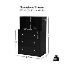 Load image into Gallery viewer, 3 Drawer Dresser with Cubbies Storage Chest for Bedroom Living Room-Black
