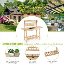 Load image into Gallery viewer, Garden Potting Bench Workstation Table with Sliding Tabletop Sink Shelves