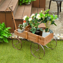 Load image into Gallery viewer, Wooden Wagon Plant Bed With Wheel for Garden Yard-Brown