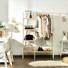 Load image into Gallery viewer, Clothes Rack Free Standing Storage Tower with Metal Frame-Natural