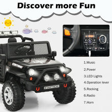 Load image into Gallery viewer, 12V Kids Remote Control Electric Ride On Truck Car with Lights and Music -Black