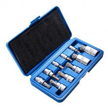 Load image into Gallery viewer, 10 PC XZN 12 Point MM Triple Square Spline Bit Socket Set Tamper Proof