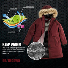 Load image into Gallery viewer, Women's Hooded Long Down Coat with Faux-fur Trim-Red-XXL
