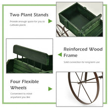 Load image into Gallery viewer, Wooden Wagon Plant Bed With Wheel for Garden Yard-Green