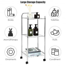 Load image into Gallery viewer, 3-Tier Multifunction Mesh Wire Rolling Cart