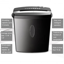 Load image into Gallery viewer, 10 Sheet Cross-Cut Paper Shredder Machine with Basket