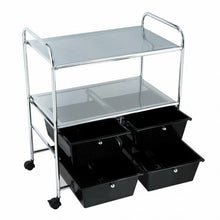 Load image into Gallery viewer, 4 Drawers Shelves Rolling Storage Cart Rack-Black