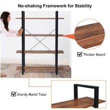 Load image into Gallery viewer, 4-Tiers Bookshelf Industrial Bookcases Metal Frame Shelf Stand