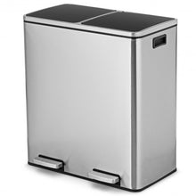 Load image into Gallery viewer, 16 Gallon Dual Step Trash Can Recycling Double Bucket Pedal
