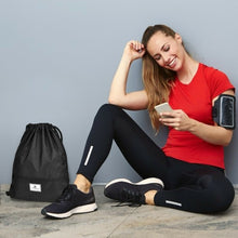 Load image into Gallery viewer, Drawstring Backpack String Bag Foldable Sports Sack with Zipper Pocket-Black