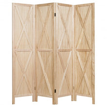 Load image into Gallery viewer, 5.6 Ft 4 Panels Folding Wooden Room Divider-Natural