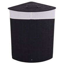Load image into Gallery viewer, Corner Bamboo Hamper Laundry Basket-Black