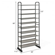 Load image into Gallery viewer, 10-Tier Metal Frame Shoe Rack Space-saving Shoe Organizer