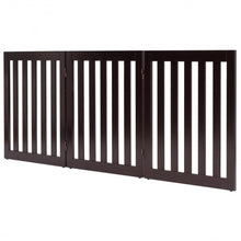 Load image into Gallery viewer, 24'' Folding Standing 3 Panels Wood Pet Fence-Brown