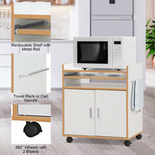Load image into Gallery viewer, Rolling Kitchen Trolley Microwave Cart Storage Cabinet with Removable Shelf