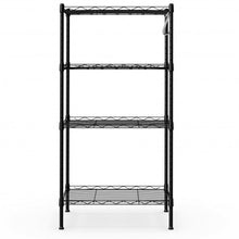 Load image into Gallery viewer, 4-Wire Shelving Metal Adjustable Storage Rack with Removable Hooks-Black