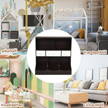 Load image into Gallery viewer, Freestanding Combo Cubby Bin Storage Organizer Unit W/3 Baskets-Brown