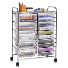 Load image into Gallery viewer, 15 Drawers Rolling Storage Cart Organizer-clear