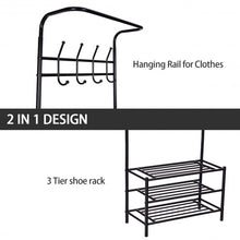 Load image into Gallery viewer, Metal Entryway Coat Hat Shoes Rack 18 Hooks Garment Rack
