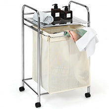 Load image into Gallery viewer, Laundry Hamper Basket Cart with Shelf and Removable Bag
