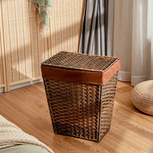 Load image into Gallery viewer, Foldable Handwoven Laundry Hamper with Removable Liner-Brown