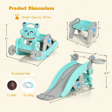 Load image into Gallery viewer, 4-in-1 Toddler Slide and Rocking Horse Playset with Basketball Hoop-Blue