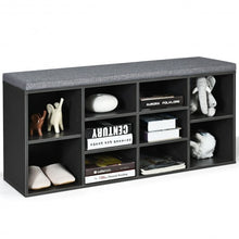 Load image into Gallery viewer, 10-Cube Organizer Entryway Padded Shoe Storage Bench-Gray