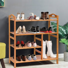 Load image into Gallery viewer, 4 Tiers Multifunction Bamboo Storage Shoe Rack