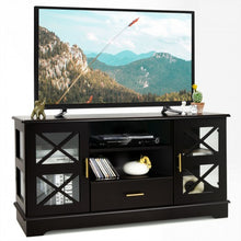 Load image into Gallery viewer, Glass Door TV Stand with Drawer Storage Shelves-Brown