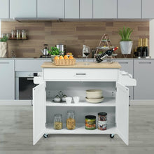 Load image into Gallery viewer, Rolling Kitchen Island Cart with Towel and Spice Rack-White