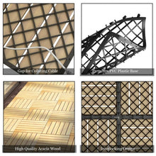 Load image into Gallery viewer, 10 PCS 12" x 12" Acacia Wood Interlocking Stripe Deck Tiles