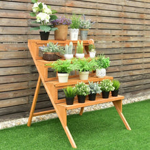 Load image into Gallery viewer, 4 Tiers Wood Ladder Step Flower Pot Holder Plant Stand