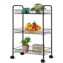 Load image into Gallery viewer, 3 Tier Rolling Kitchen Utility Trolley with Storage Shelf Baskets