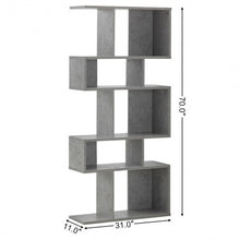 Load image into Gallery viewer, 5 Cubes Ladder Shelf Corner Bookshelf Display Rack Bookcase-Gray