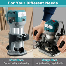 Load image into Gallery viewer, 1.25HP Palm Router Kit Variable Speed Woodworking with Plunge base