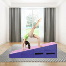 Load image into Gallery viewer, Folding Wedge Exercise Gymnastics Mat with Handles-Purple