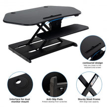 Load image into Gallery viewer, Electric Height Adjustable Sit-Stand Converter Standing Desk-Black