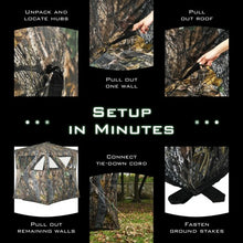 Load image into Gallery viewer, 3 Person Portable Pop-Up Ground Hunting Blind with Tie-downs