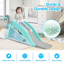 Load image into Gallery viewer, 4-in-1 Toddler Slide and Rocking Horse Playset with Basketball Hoop-Blue