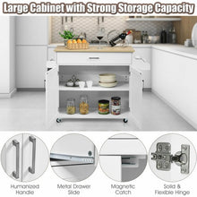 Load image into Gallery viewer, Rolling Kitchen Island Cart with Towel and Spice Rack-White