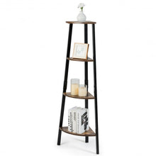 Load image into Gallery viewer, 4-Tier Corner Shelf Metal Storage Rack Bookcase Plant Display Stand